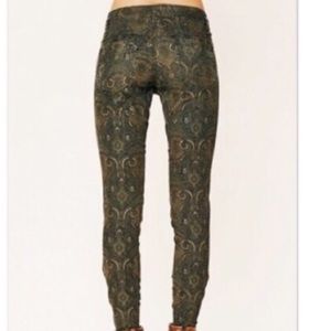 Free People Olive Green Paisley Print Leggings
